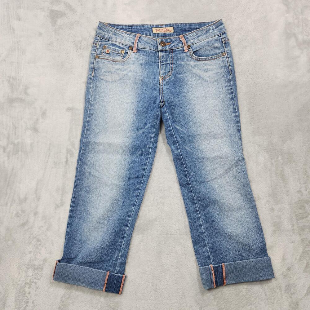 Vintage Paris Blues Jeans Womens 3 Juniors Blue Low Rise Capri Cuffed Stretch